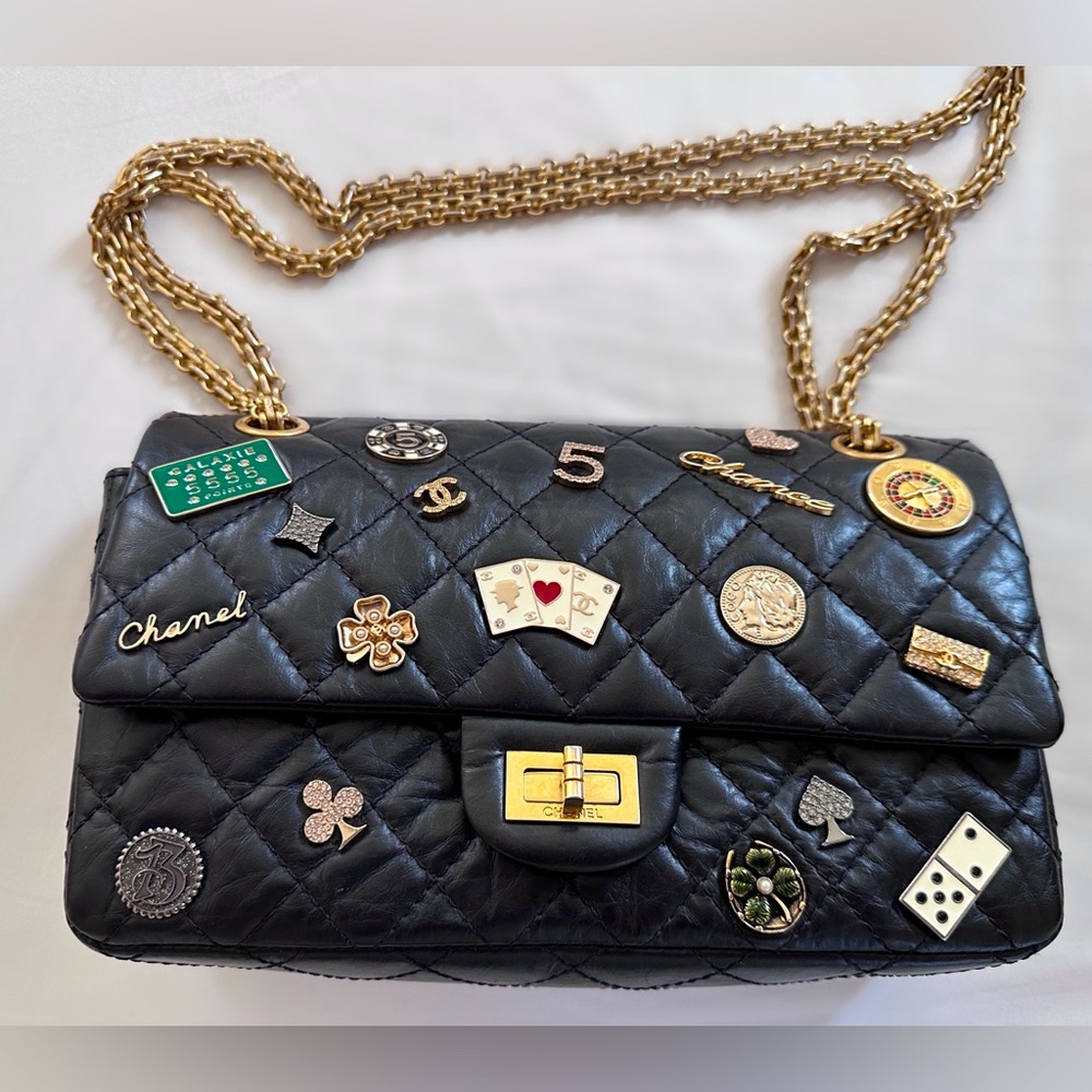 Chanel 2.55 Reissue Aged Calfskin Lucky Charms Flap Black Bag